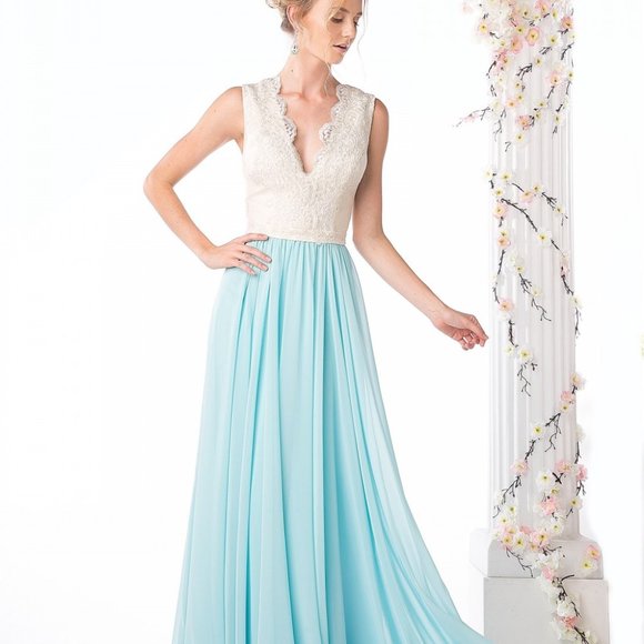 Deep V-Neck Floral Long Dress CN1965